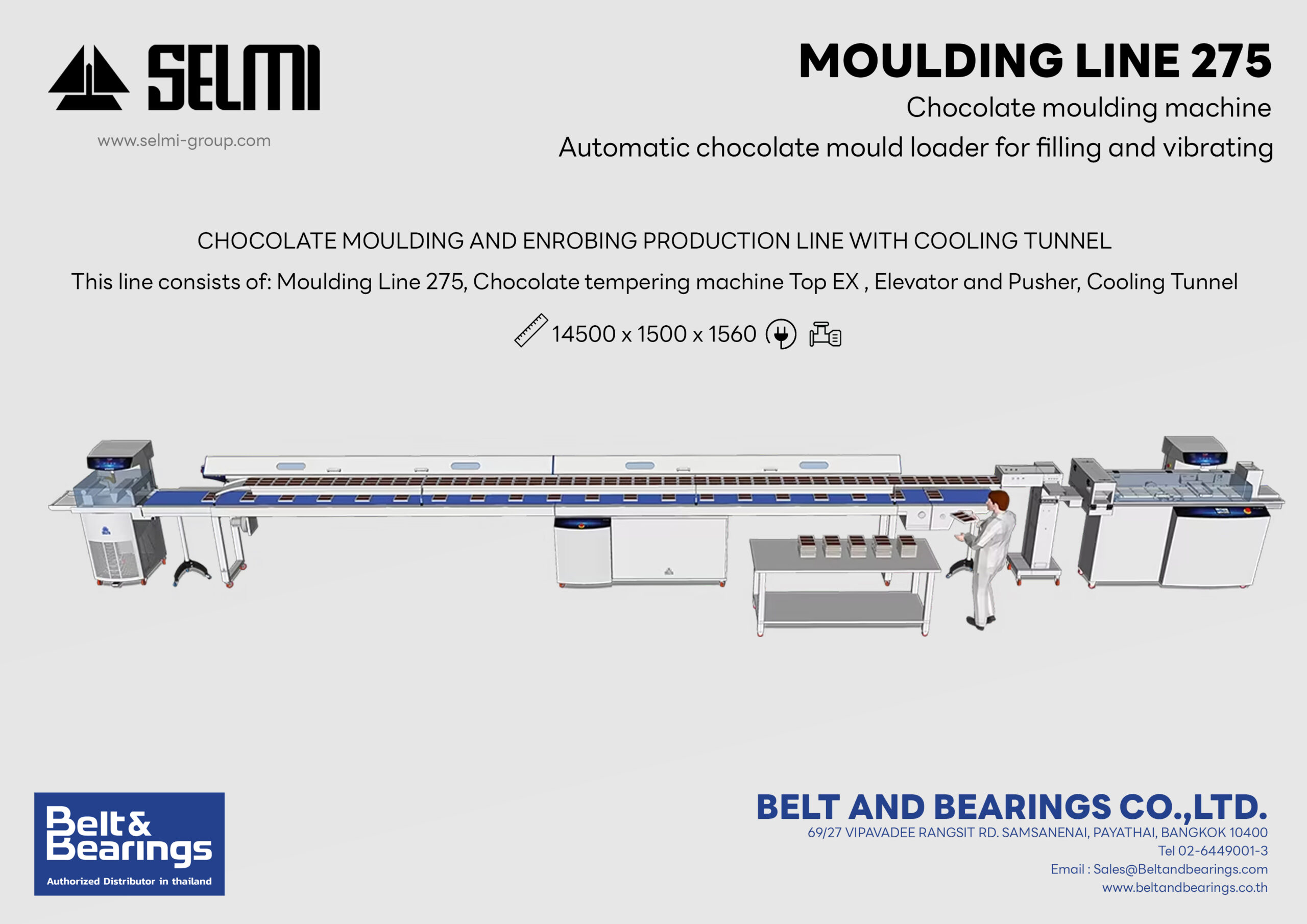 Moulding Line 275 เครื่องโหลดแม่พิมพ์ ขึ้นรูปช็อกโกแลต สั่น เคาะ อัตโนมัติ - Image 6