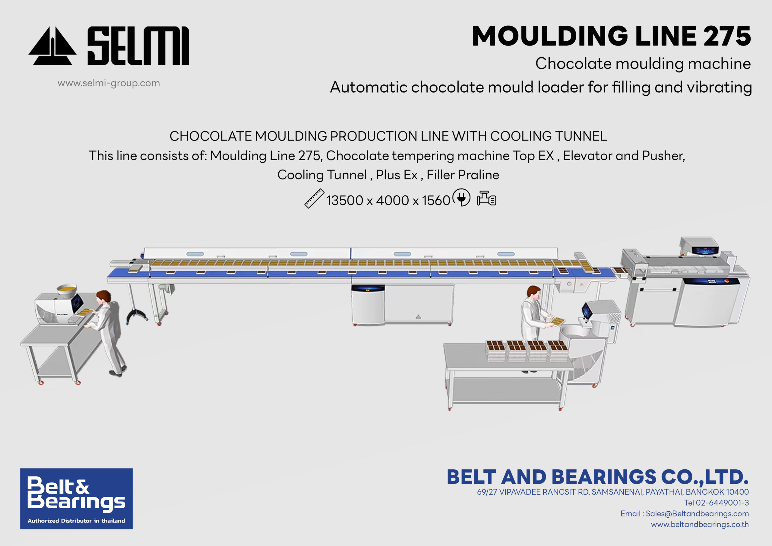 Moulding Line 275 เครื่องโหลดแม่พิมพ์ ขึ้นรูปช็อกโกแลต สั่น เคาะ อัตโนมัติ - Image 7